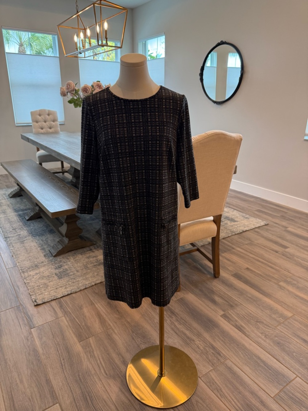 Ann Taylor Black and Gray Textured Shift Dress (like new!)